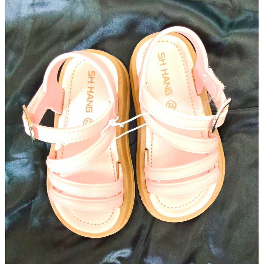 Pink Strappy Buckle Sandals Girls Open Toe Solid EU 22 US 5
